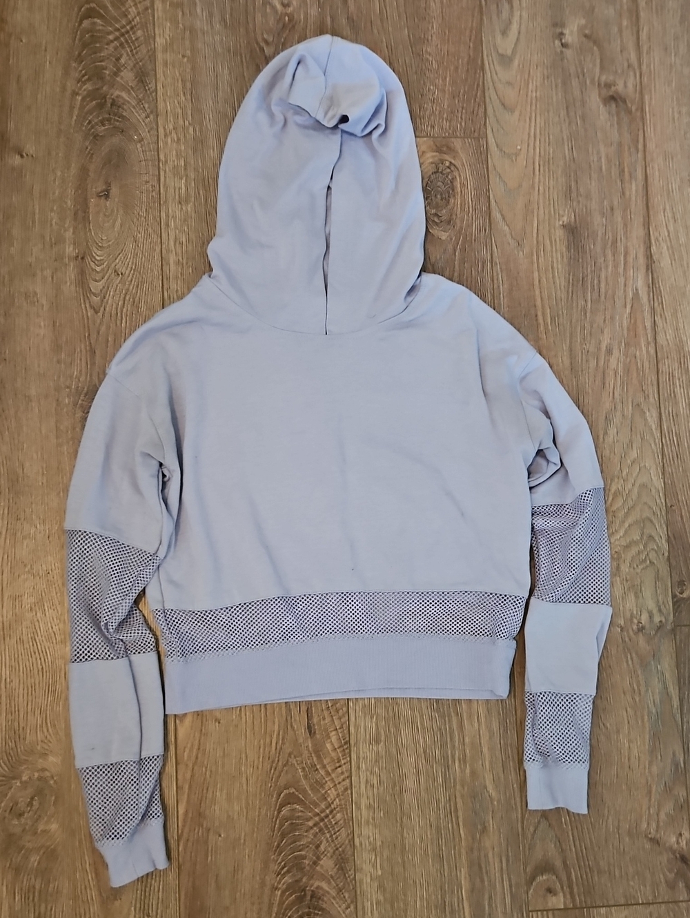 Bluenotes Lavender Mesh-Trim Hooded Pullover